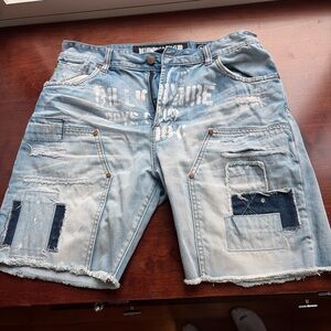 Billionaire Boys Club Distressed Blue Jean Shorts
